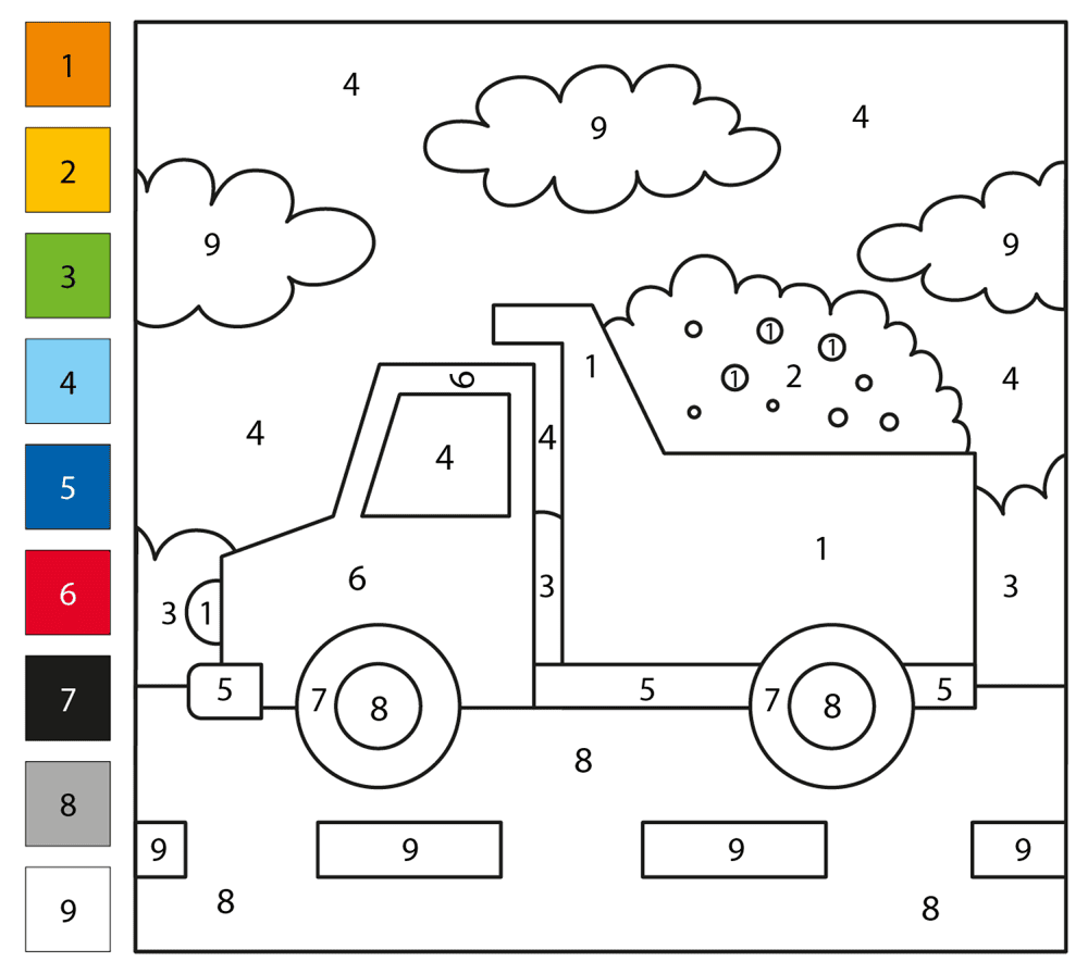Truck Color By Number Coloring Page Md Coloring Page — Free Printable — free printable coloring page